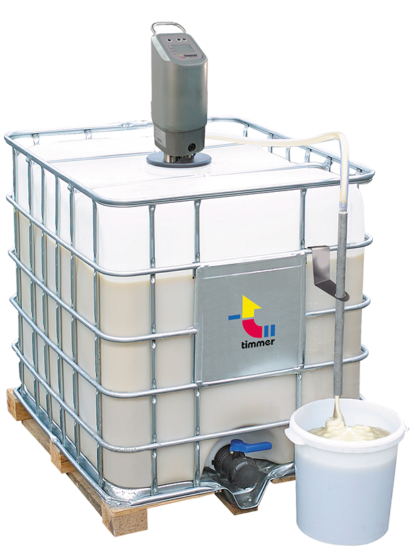 timmer-glue-pump-d3-with-heater-container-tote-small heated d3 glue pump for containers